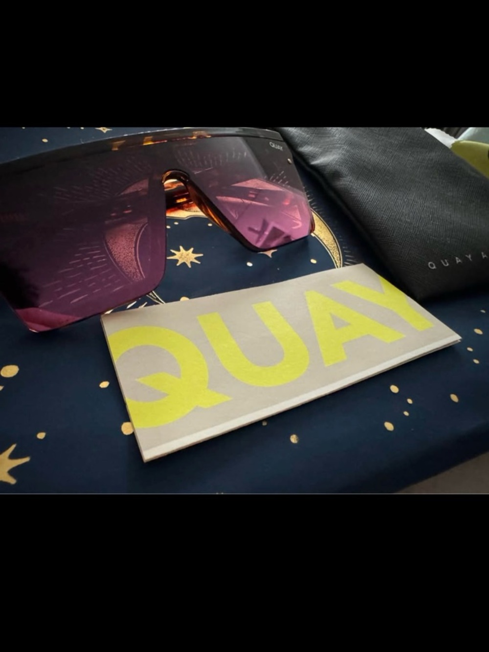 QUAY Shield Sunglasses with Pink Mirrored Lenses